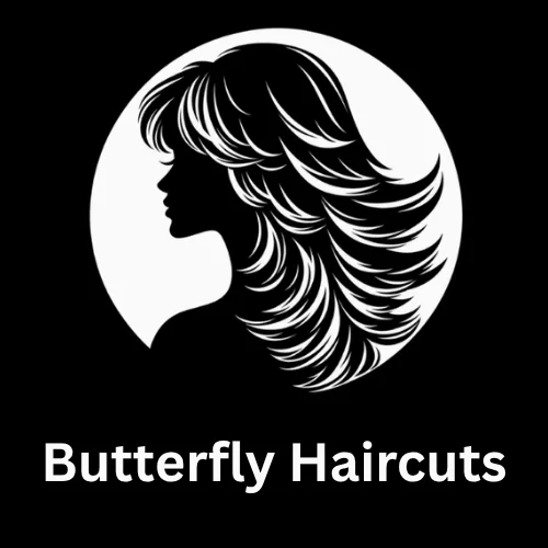 Butterfly Haircuts site logo with hairstyle silhouette icon